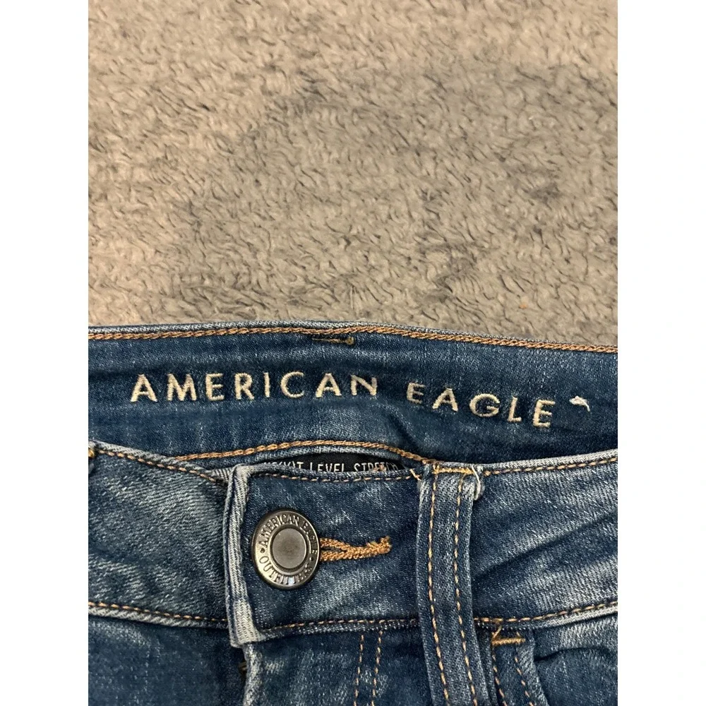 American Eagle Next Level Stretch Distressed Jeggings Blue Size 4 Short Skinny